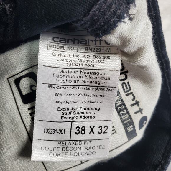 Carhartt Pants Men's 38x30 Black Rugged Flex Relaxed Fit Canvas Work BN2291-M - Picture 9 of 10